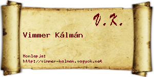 Vimmer Kálmán névjegykártya